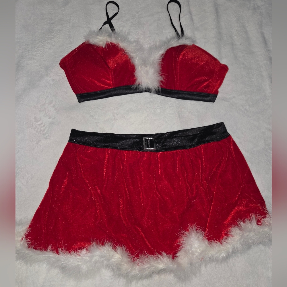 Red Velvet Sexy Santa Skirt And Top Large